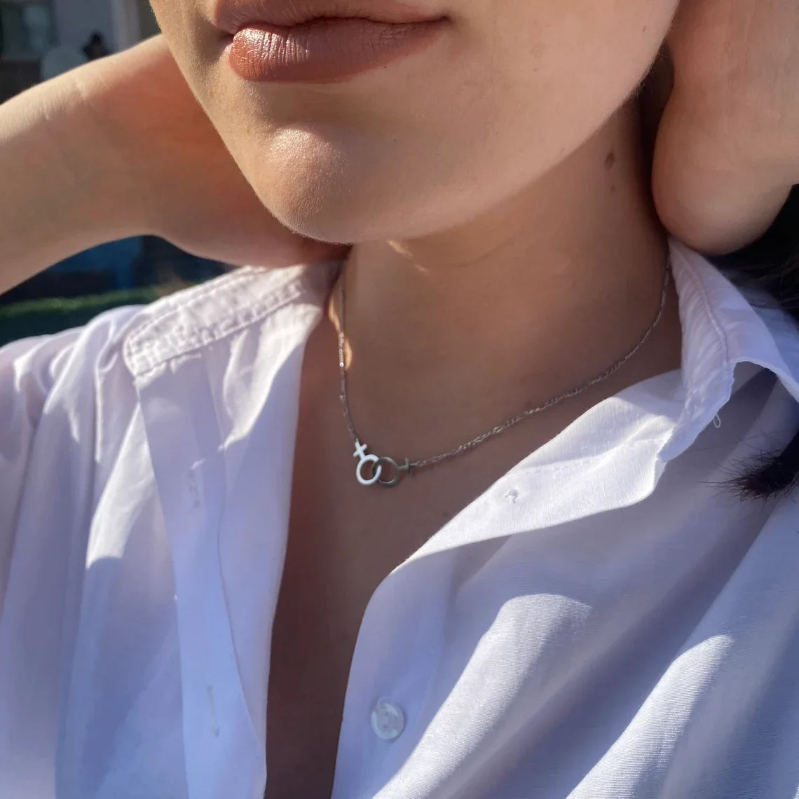 Collier Chaîne Figaro Double Vénus LGBT Pride - Bijou Femme Lesbien