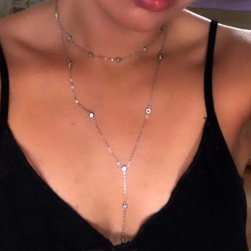 Collier Multicouche Argent 2025 Extensible - Double Couche Or Rose Argent 925 Femme