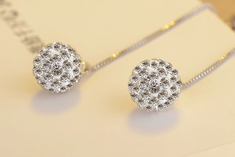 Boucles d'Oreilles Femmes Pendantes Longues Argent 925 Cristal - Bijou Mariage Femme