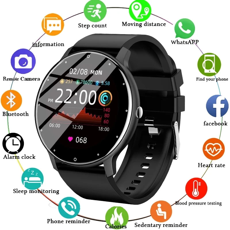LIGE - Montre Homme Intelligente 2025 Homme/Femme - Écran Tactile Complet - Sport Fitness - Bluetooth - IP67