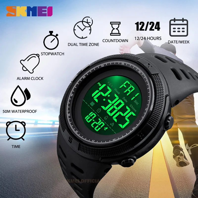 SKMEI - Montre Homme 1251 Sport Digitale Multifonctions Étanche 50M