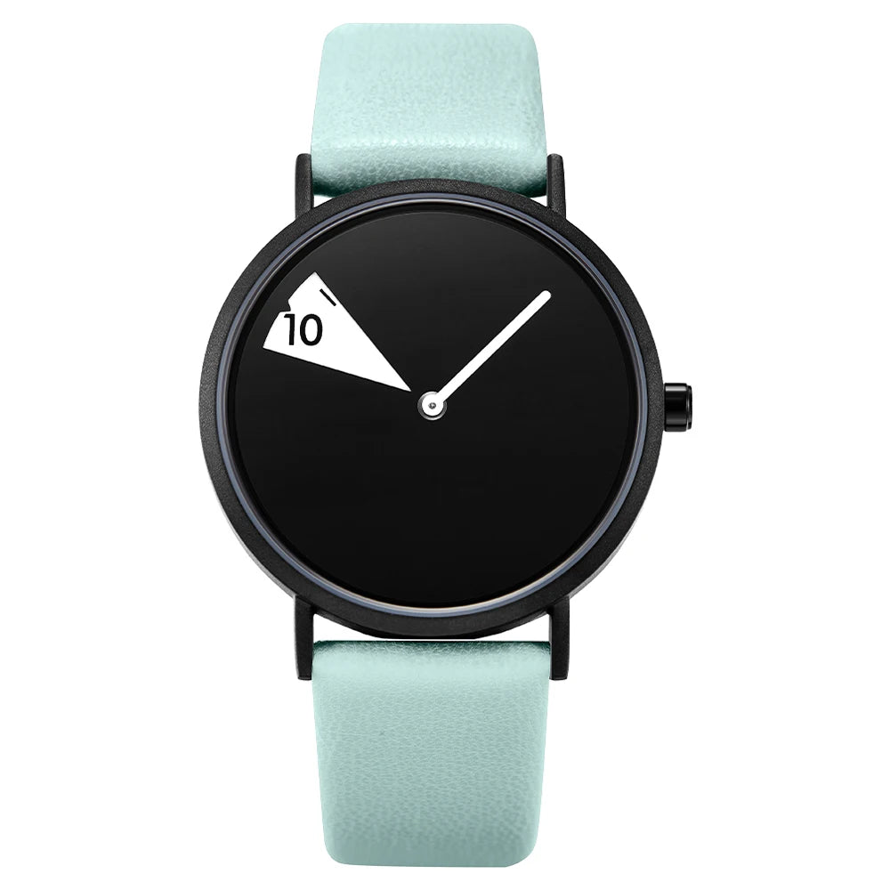 MOONBIFFY - Montre Femme Créative Minimaliste - Bracelet Cuir - Étanche 3 ATM - Mouvement Japonais