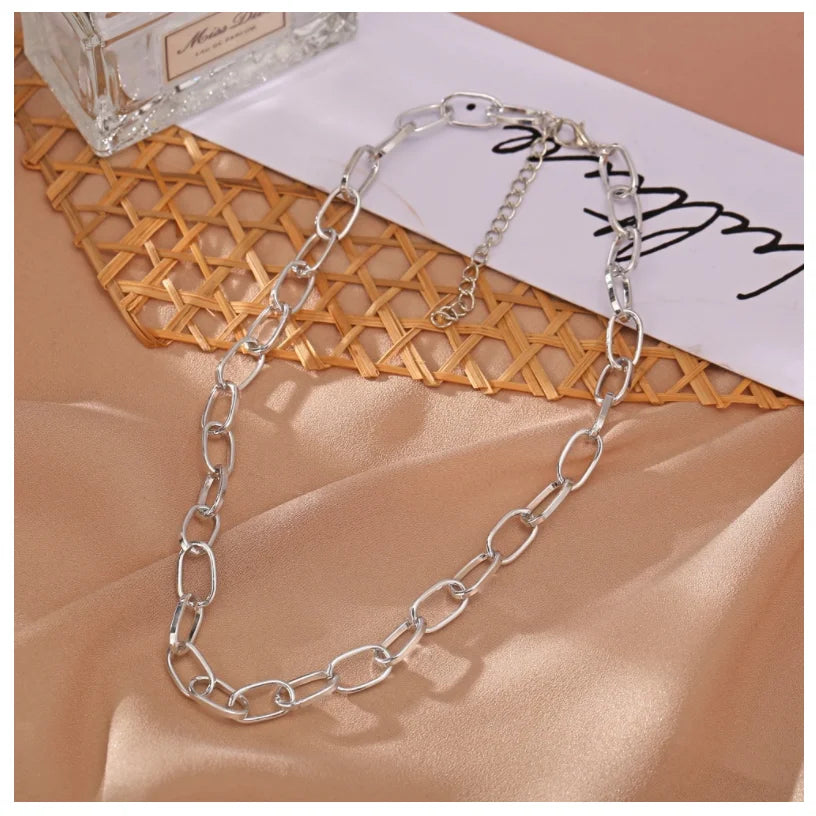 Collier Femme Ras du Cou Punk Rock Chaîne Épaisse Doré - Bijou Femme Tendance