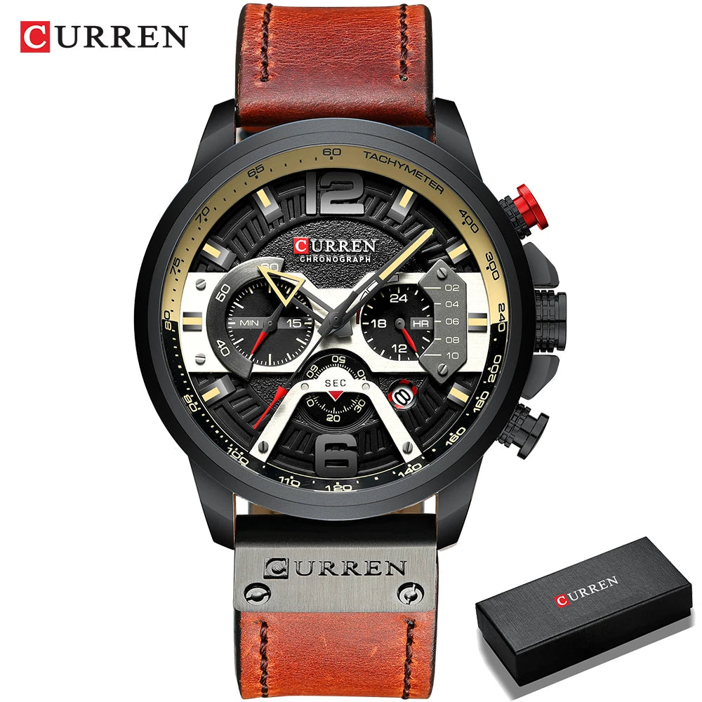 CURREN - Montre Homme 8329 Chronographe Militaire Sport Cuir