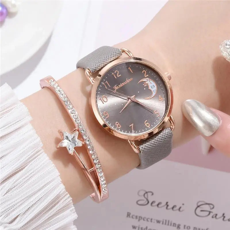 LIGE - Montre Femme à Quartz en Cuir , Nouvelle Marque, Cadran Numérique Simple, Horloge