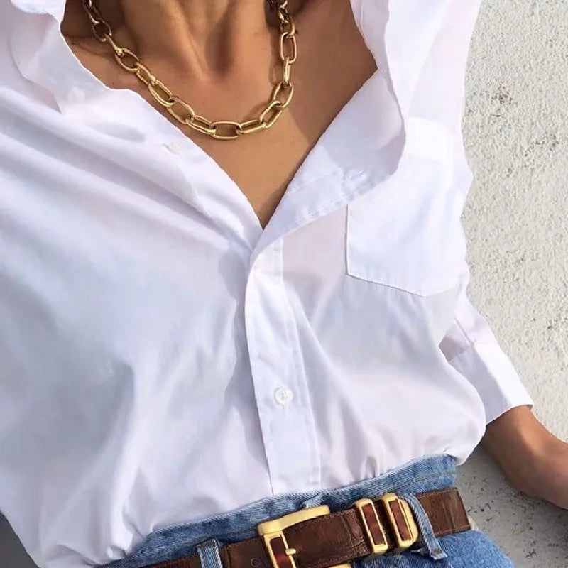 Collier Femme Ras du Cou Punk Rock Chaîne Épaisse Doré - Bijou Femme Tendance