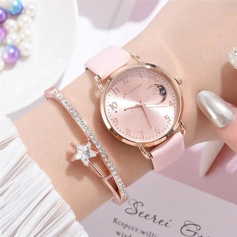 LIGE - Montre Femme à Quartz en Cuir , Nouvelle Marque, Cadran Numérique Simple, Horloge