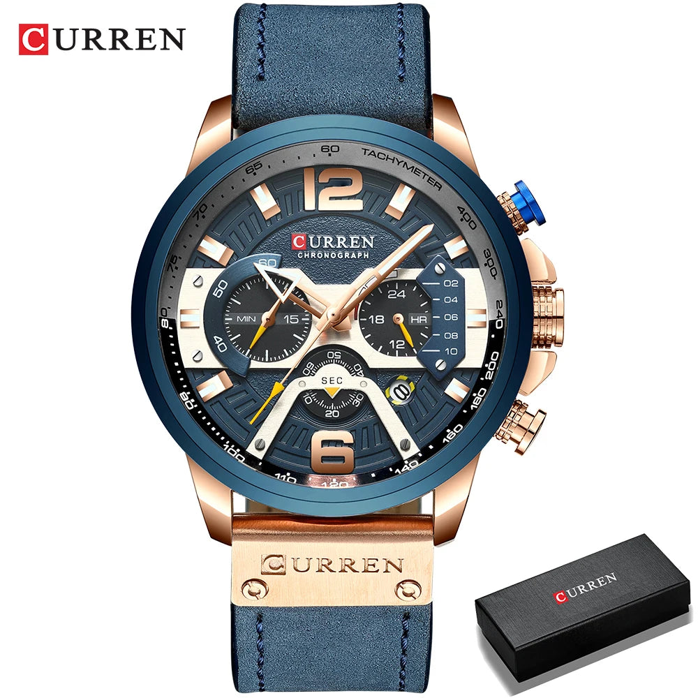 CURREN - Montre Homme 8329 Chronographe Militaire Sport Cuir