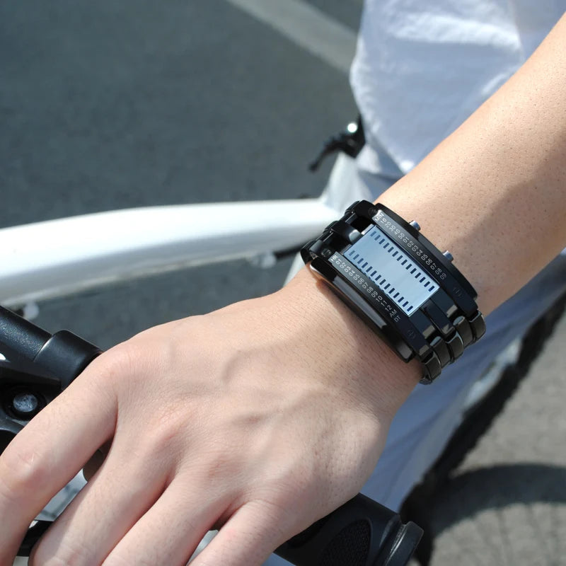 Montre Homme Bracelet LED Digitale Acier Inoxydable Homme - Sport Étanche 50m