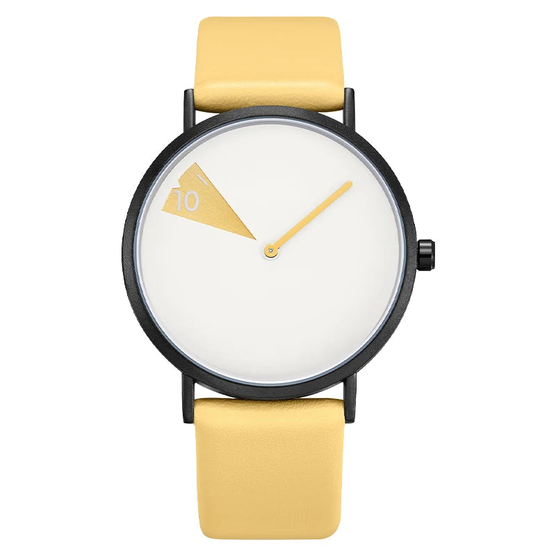 MOONBIFFY - Montre Femme Créative Minimaliste - Bracelet Cuir - Étanche 3 ATM - Mouvement Japonais