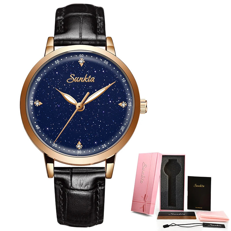 LIGE - Montre Femme Céramique Élégante - Bracelet Luxe Étanche - Cadran Strass