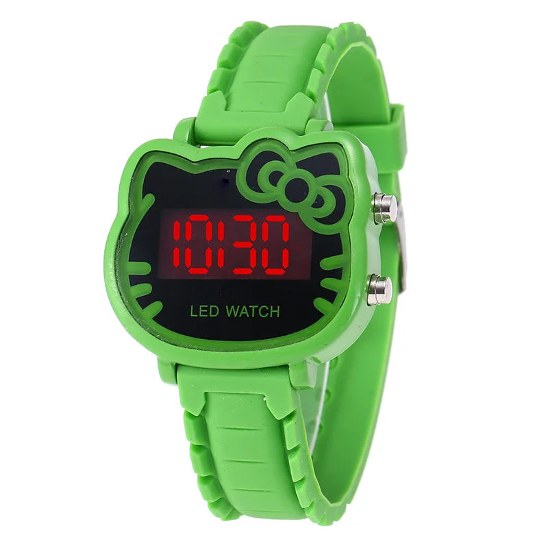 MOONBIFFY - Montre Enfant Fille KT Cat LED - Chat Mignon - Affichage Lumineux - Digitale Électronique - Cadeau