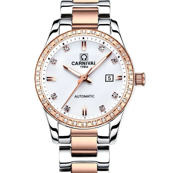 Montre Automatique Femme CARNIVAL 2025 - Mécanique Calendrier Verre Saphir