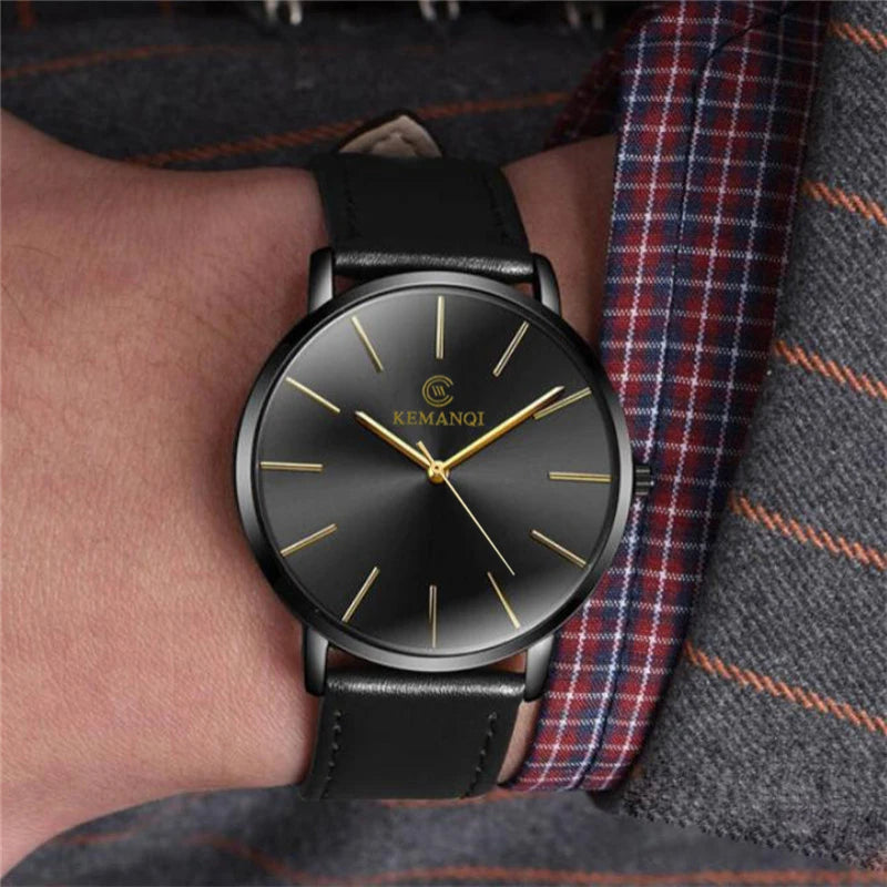 WAKNOER - Montre Homme Ultra-Mince Minimaliste Business Cuir Élégante