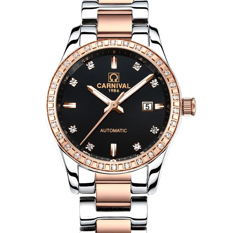 Montre Automatique Femme CARNIVAL 2025 - Mécanique Calendrier Verre Saphir