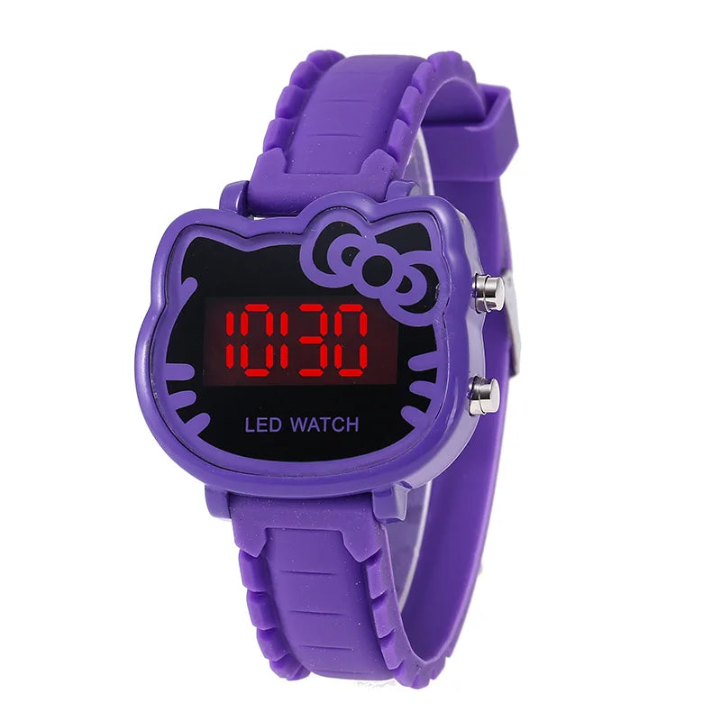MOONBIFFY - Montre Enfant Fille KT Cat LED - Chat Mignon - Affichage Lumineux - Digitale Électronique - Cadeau