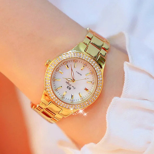 Montre Femme 2025 Élégante - Cristaux Diamants Acier Inoxydable Or Argent