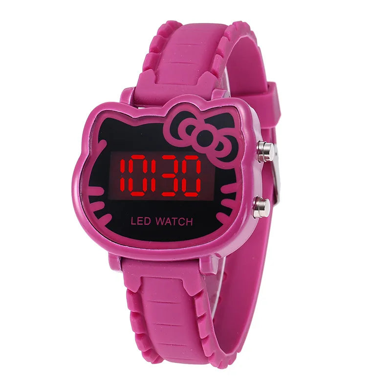 MOONBIFFY - Montre Enfant Fille KT Cat LED - Chat Mignon - Affichage Lumineux - Digitale Électronique - Cadeau