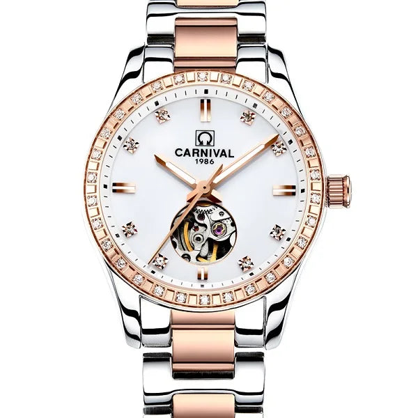Montre Automatique Femme CARNIVAL 2025 - Mécanique Calendrier Verre Saphir