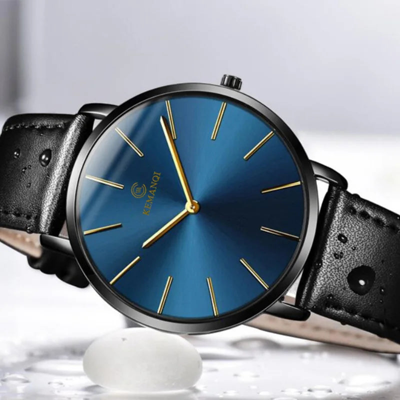 WAKNOER - Montre Homme Ultra-Mince Minimaliste Business Cuir Élégante