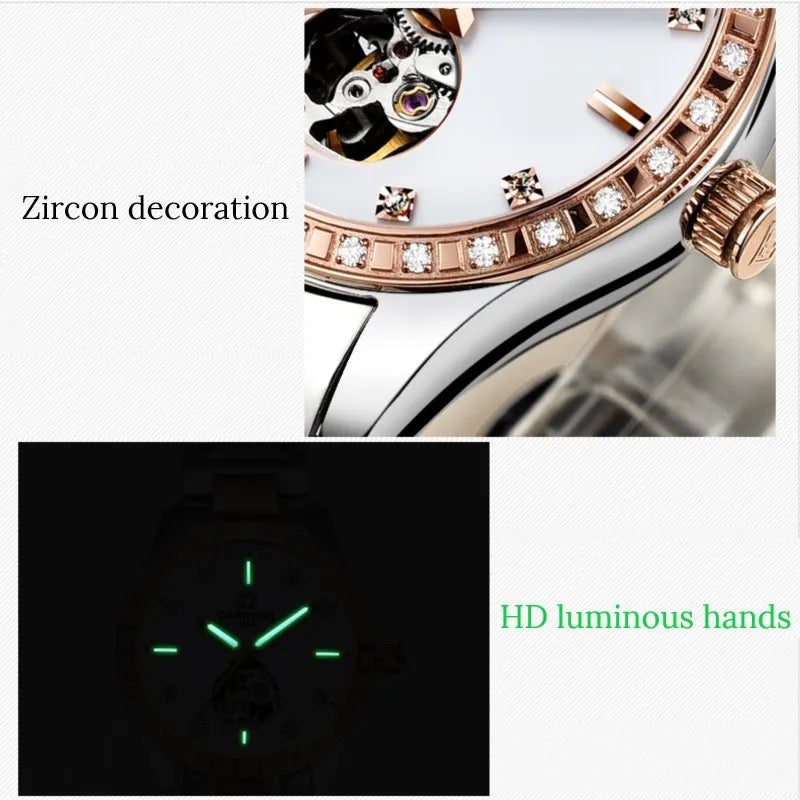 Montre Automatique Femme CARNIVAL 2025 - Mécanique Calendrier Verre Saphir