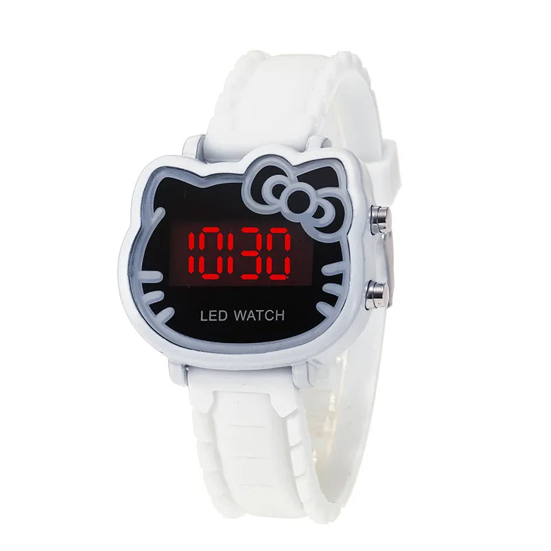 MOONBIFFY - Montre Enfant Fille KT Cat LED - Chat Mignon - Affichage Lumineux - Digitale Électronique - Cadeau