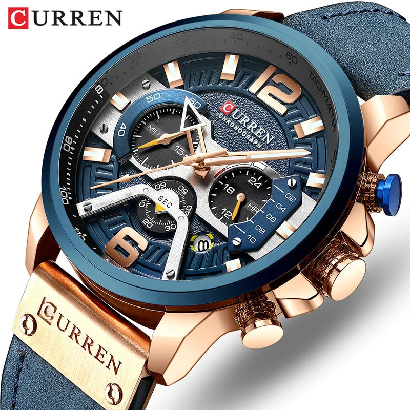 CURREN - Montre Homme 8329 Chronographe Militaire Sport Cuir