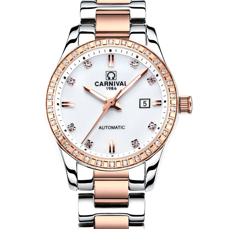 Montre Automatique Femme CARNIVAL 2025 - Mécanique Calendrier Verre Saphir