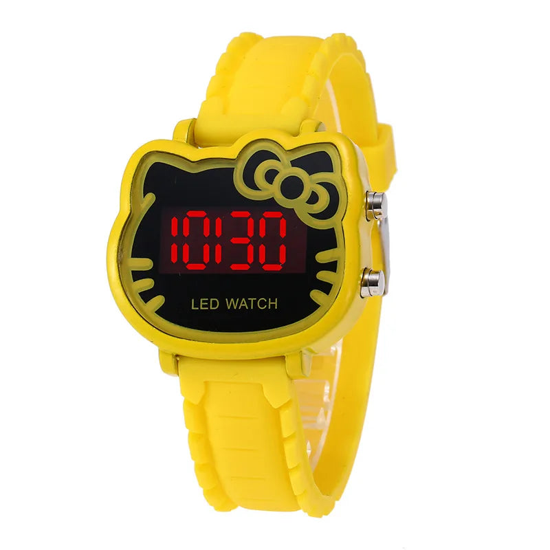 MOONBIFFY - Montre Enfant Fille KT Cat LED - Chat Mignon - Affichage Lumineux - Digitale Électronique - Cadeau