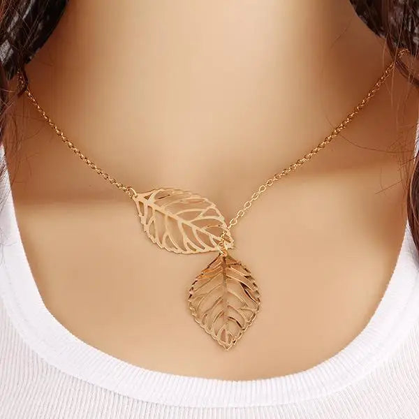 Collier Pendentif Feuilles et Oiseau - Bijou Statement Maxi Choker Femme Tendance