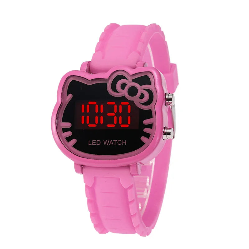 MOONBIFFY - Montre Enfant Fille KT Cat LED - Chat Mignon - Affichage Lumineux - Digitale Électronique - Cadeau