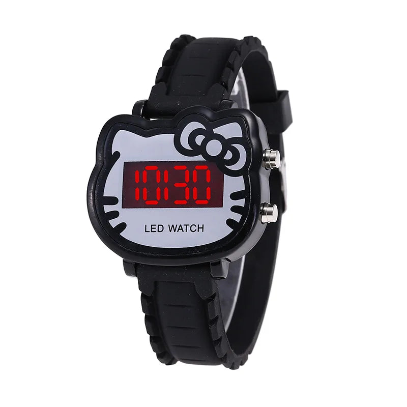 MOONBIFFY - Montre Enfant Fille KT Cat LED - Chat Mignon - Affichage Lumineux - Digitale Électronique - Cadeau