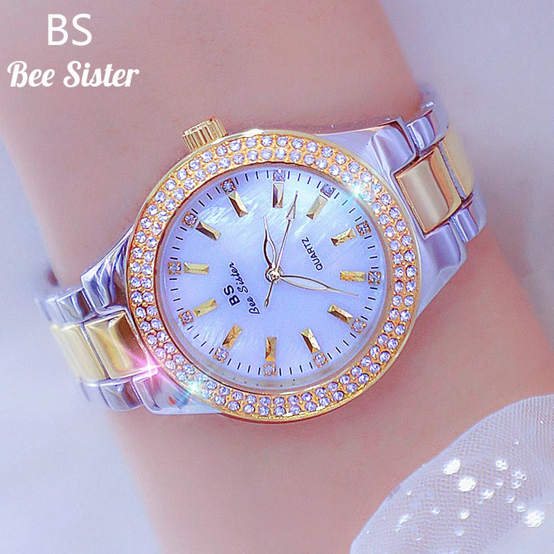 Montre Femme 2025 Élégante - Cristaux Diamants Acier Inoxydable Or Argent