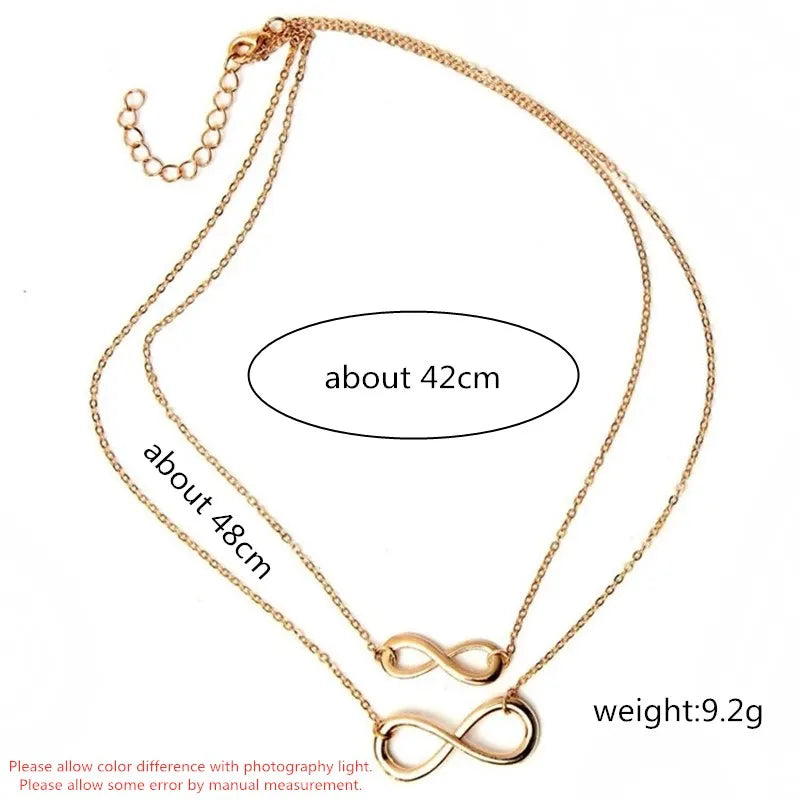 Collier Femme Multi-Rangs Double Infini - Bijou Tendance Géométrique