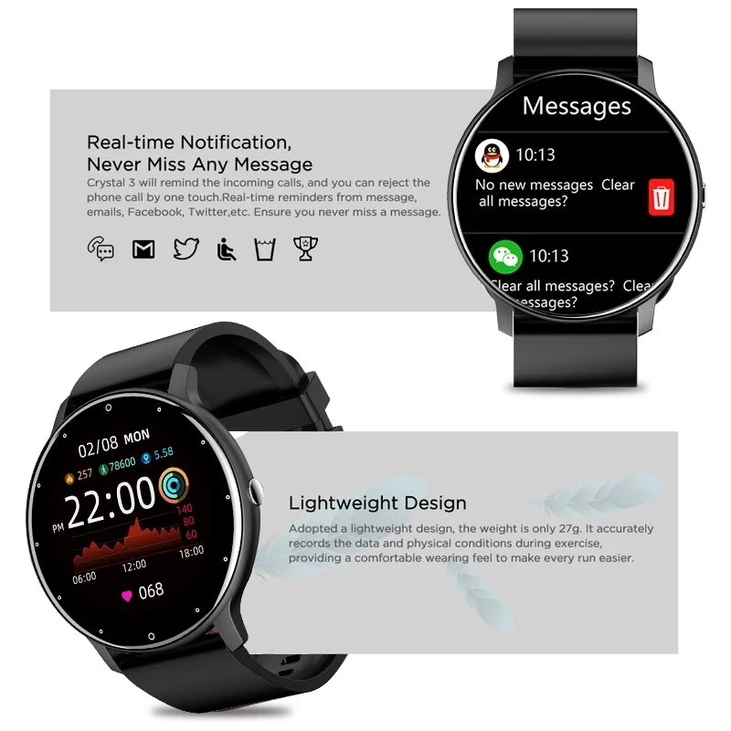 LIGE - Montre Homme Intelligente 2025 Homme/Femme - Écran Tactile Complet - Sport Fitness - Bluetooth - IP67