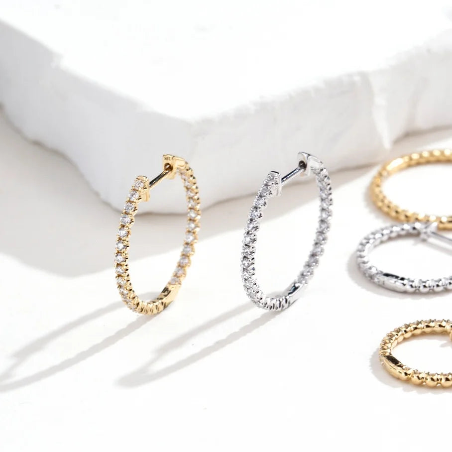 Boucles d'Oreilles Femmes Or 18K Diamants Laboratoire - Bijou Luxe Certifié IGI