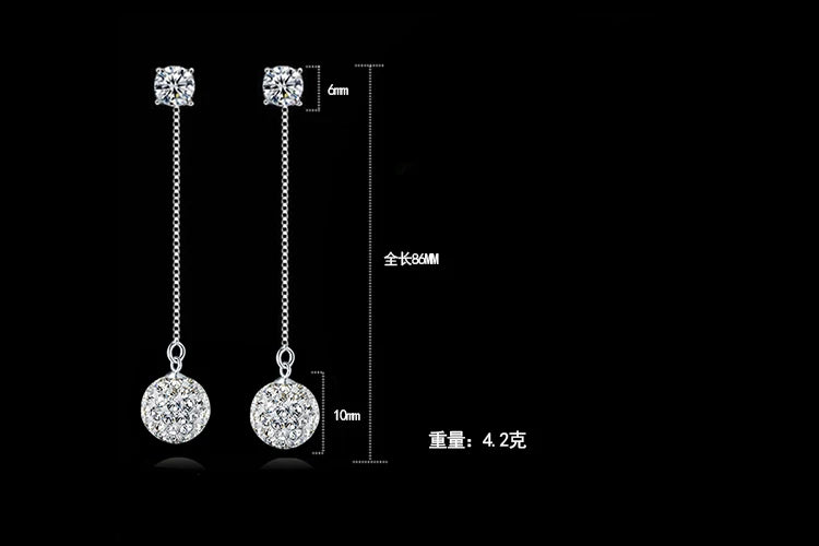 Boucles d'Oreilles Femmes Pendantes Longues Argent 925 Cristal - Bijou Mariage Femme