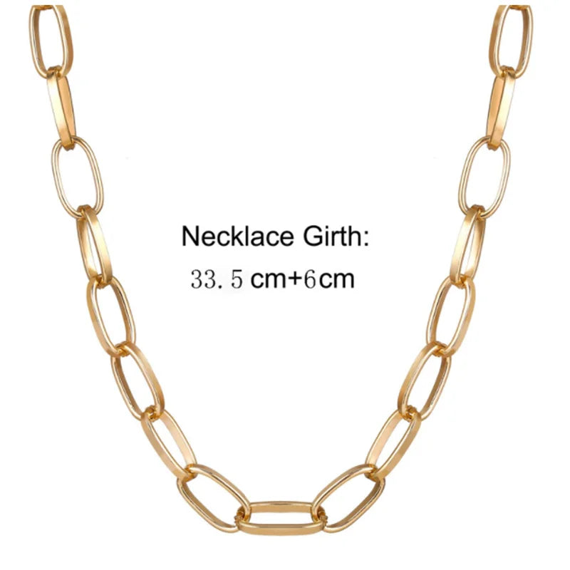 Collier Femme Ras du Cou Punk Rock Chaîne Épaisse Doré - Bijou Femme Tendance
