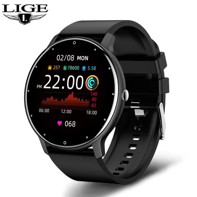LIGE - Montre Homme Intelligente 2025 Homme/Femme - Écran Tactile Complet - Sport Fitness - Bluetooth - IP67