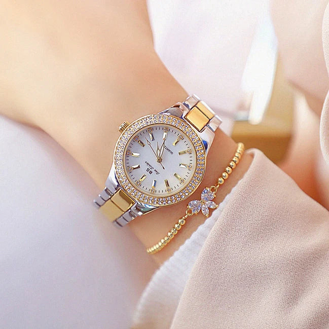 Montre Femme 2025 Élégante - Cristaux Diamants Acier Inoxydable Or Argent