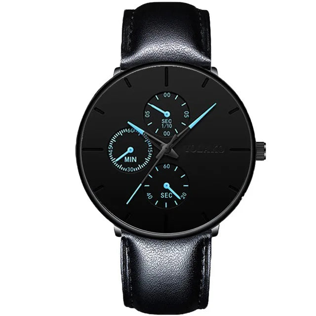 MEGIR - Montre Homme Business Ultra Thin - Bracelet Maille Acier Inoxydable