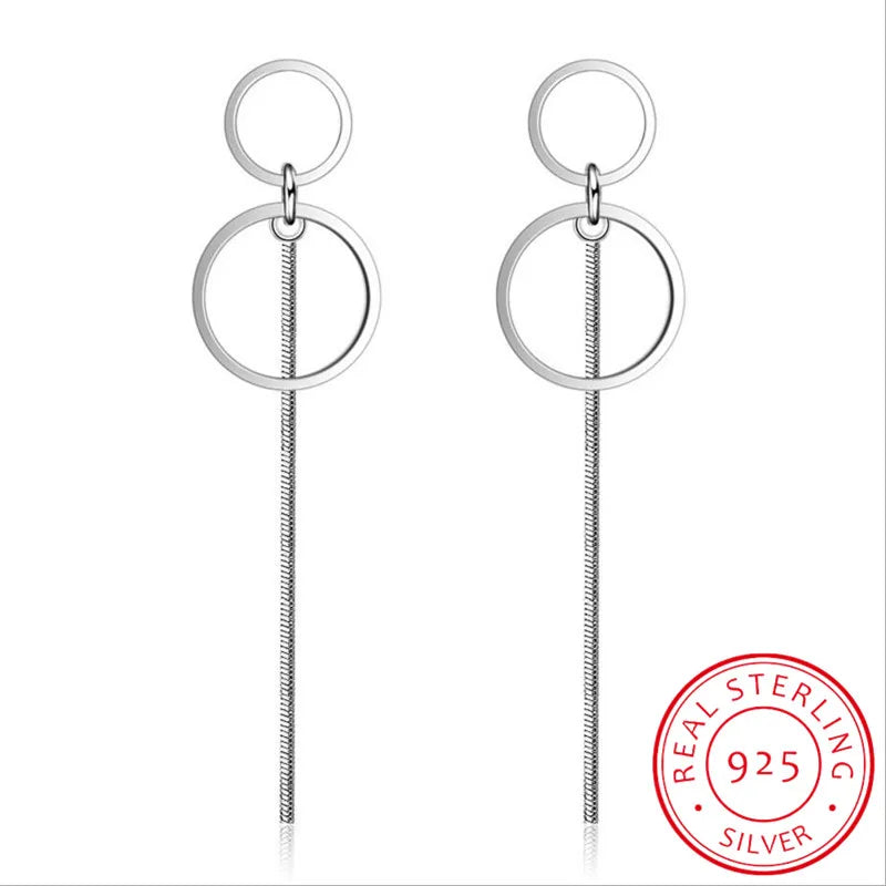 Boucles d'Oreilles Argent 925 Cercle Pendantes Longues Femme