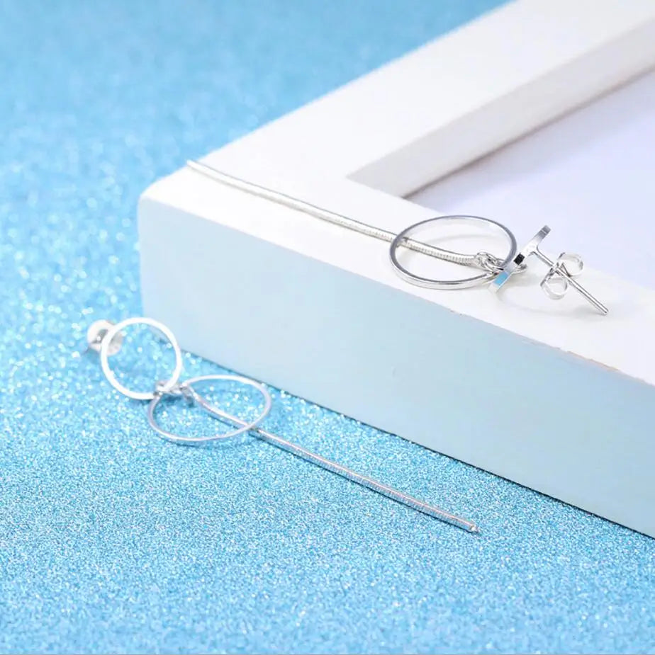 Boucles d'Oreilles Argent 925 Cercle Pendantes Longues Femme