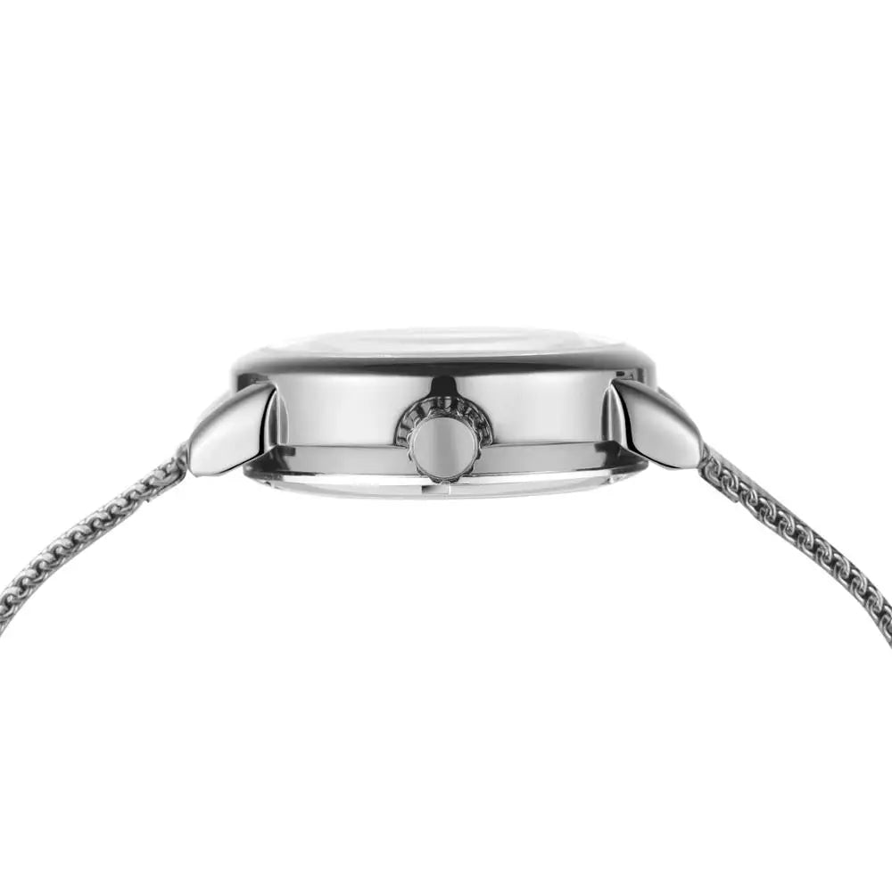 FORSINING - Montre Femme Mécanique Automatique Squelette - Bracelet Maille Bleu - Étanche 3 ATM