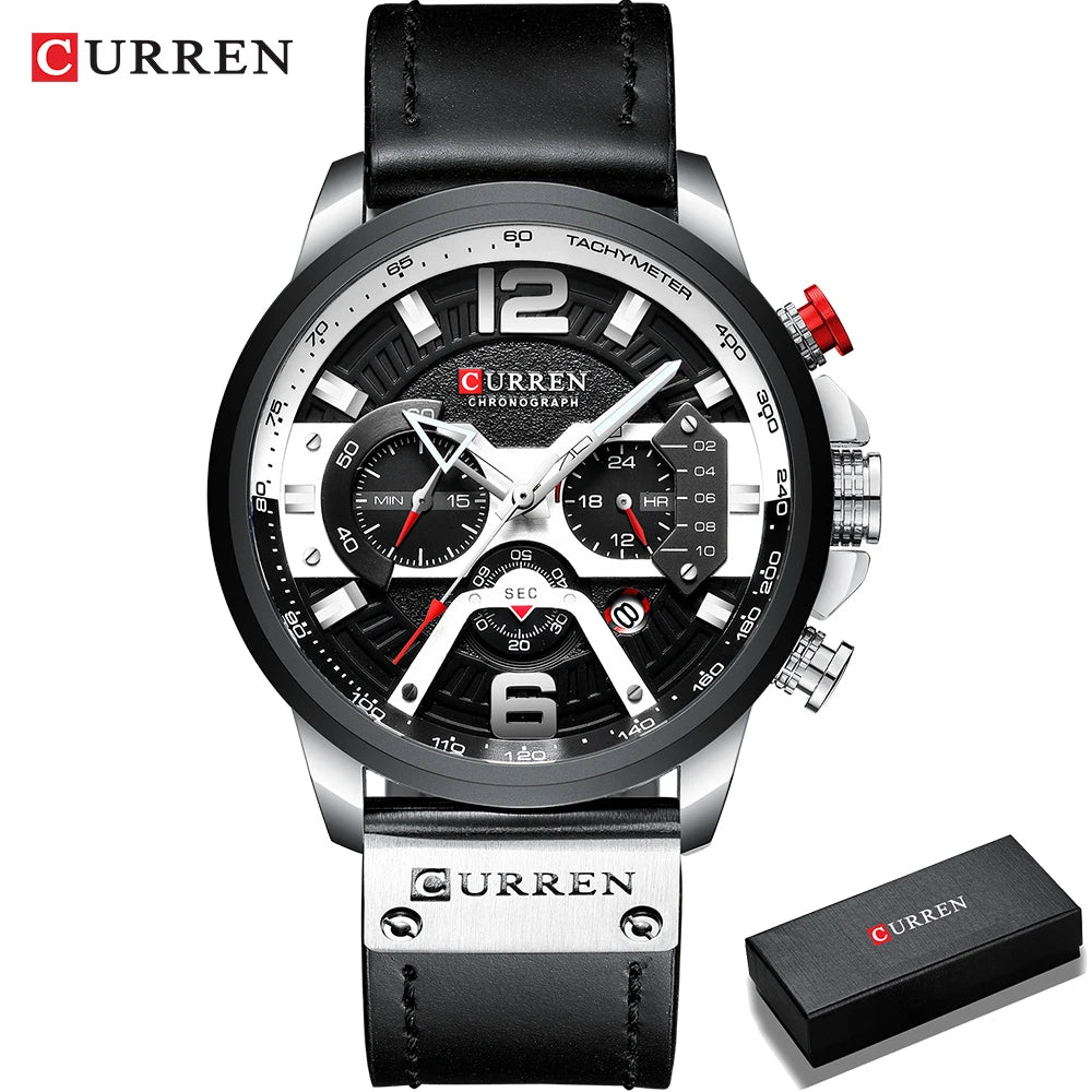 CURREN - Montre Homme 8329 Chronographe Militaire Sport Cuir