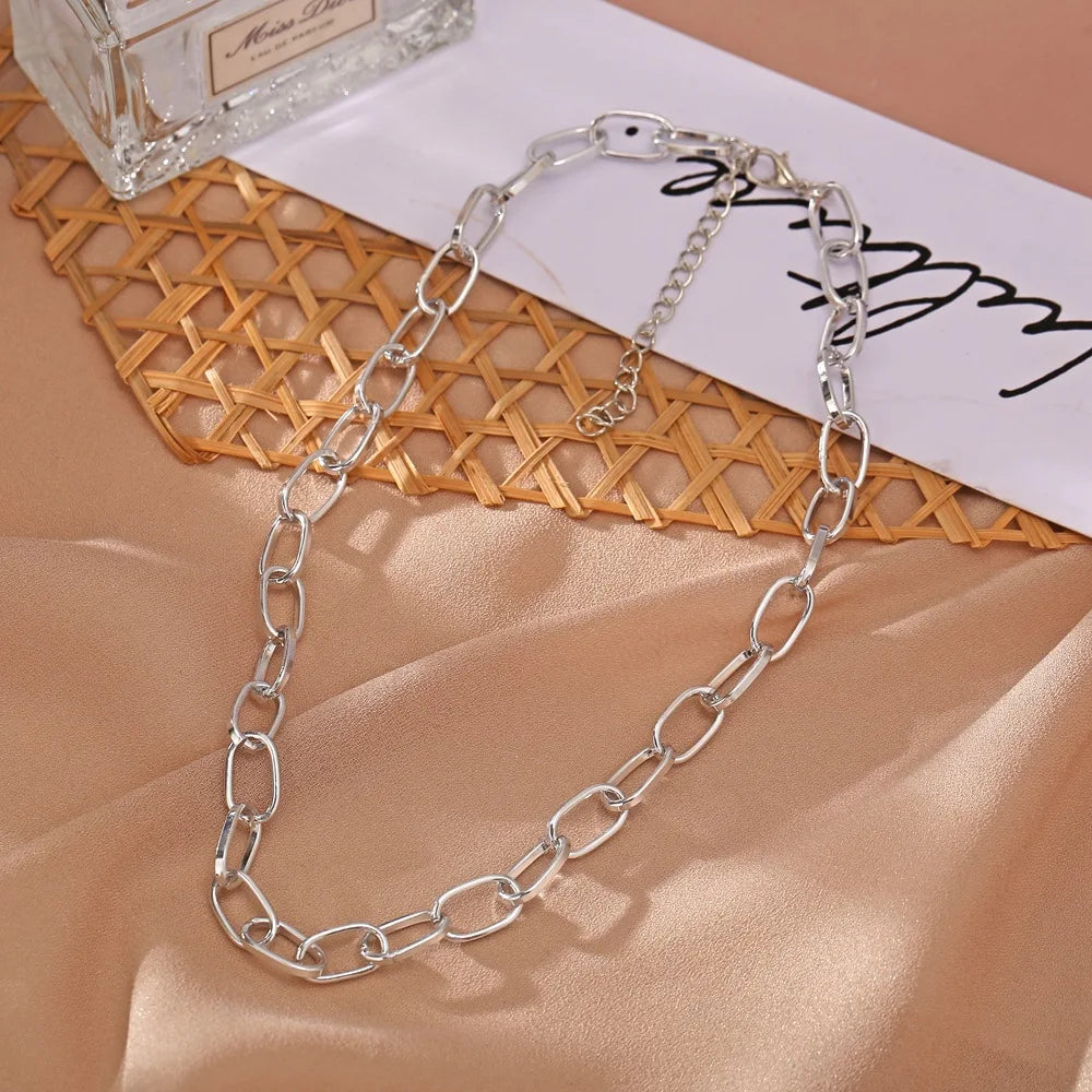 Collier Femme Ras du Cou Punk Rock Chaîne Épaisse Doré - Bijou Femme Tendance