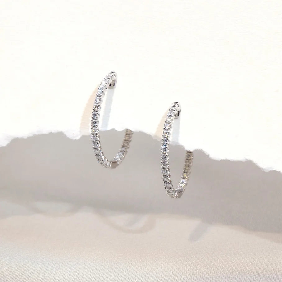 Boucles d'Oreilles Femmes Or 18K Diamants Laboratoire - Bijou Luxe Certifié IGI