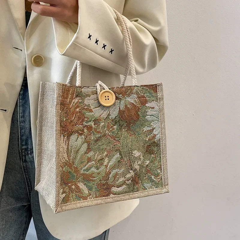 Sac à Main Femme 2025 Grande Capacité - Cabas Shopping Voyage Motif Floral Designer