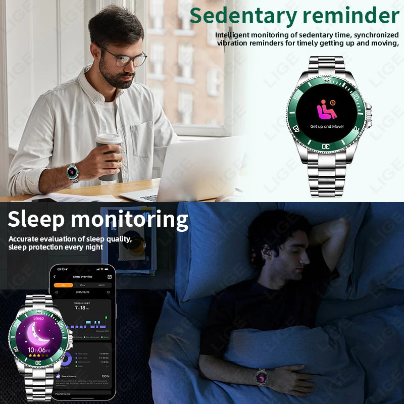 NOUVEAUTÉ 2026 !!! – Montre Homme Connectée LIGE 2026 – Appels Bluetooth, IP68, Écran HD 1.27", Suivi Santé & 100+ Sports