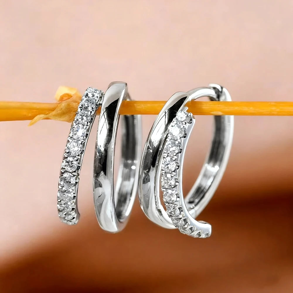 Boucles d'Oreilles Femmes Argent 925 Plaqué Or 18K Moissanite - Bijou Luxe